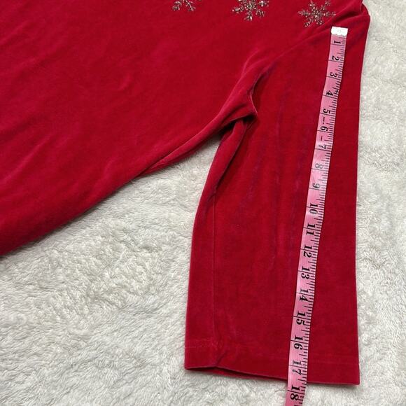 Quacker factory red velour snowflake dress house coat size medium - Picture 5 of 11